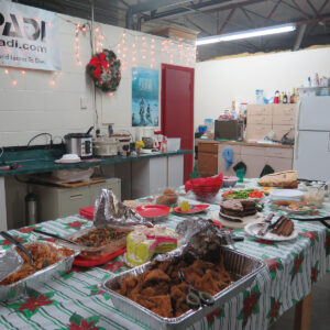 2016 Holiday Party Food Table at Brass Anchor Scuba Shop