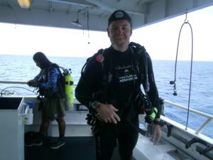 Boat diver in equipment.